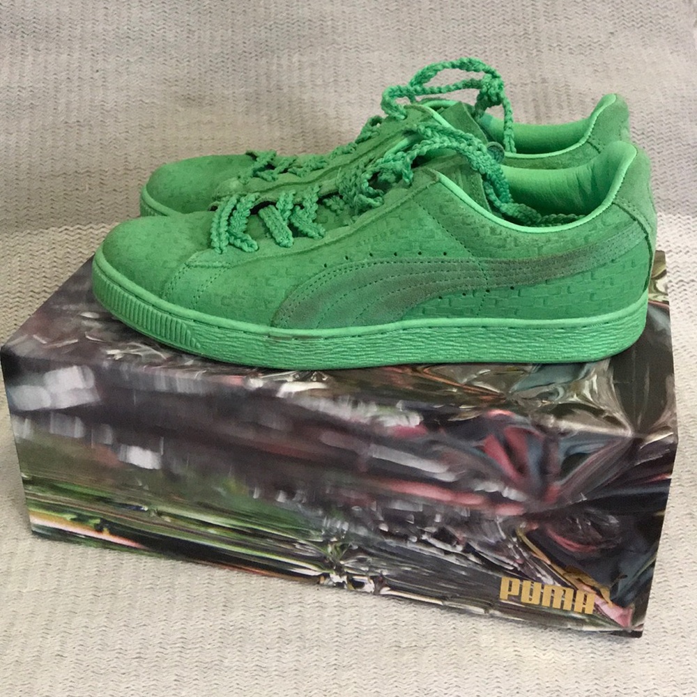Solange for Puma Lime Green Suede Sneakers